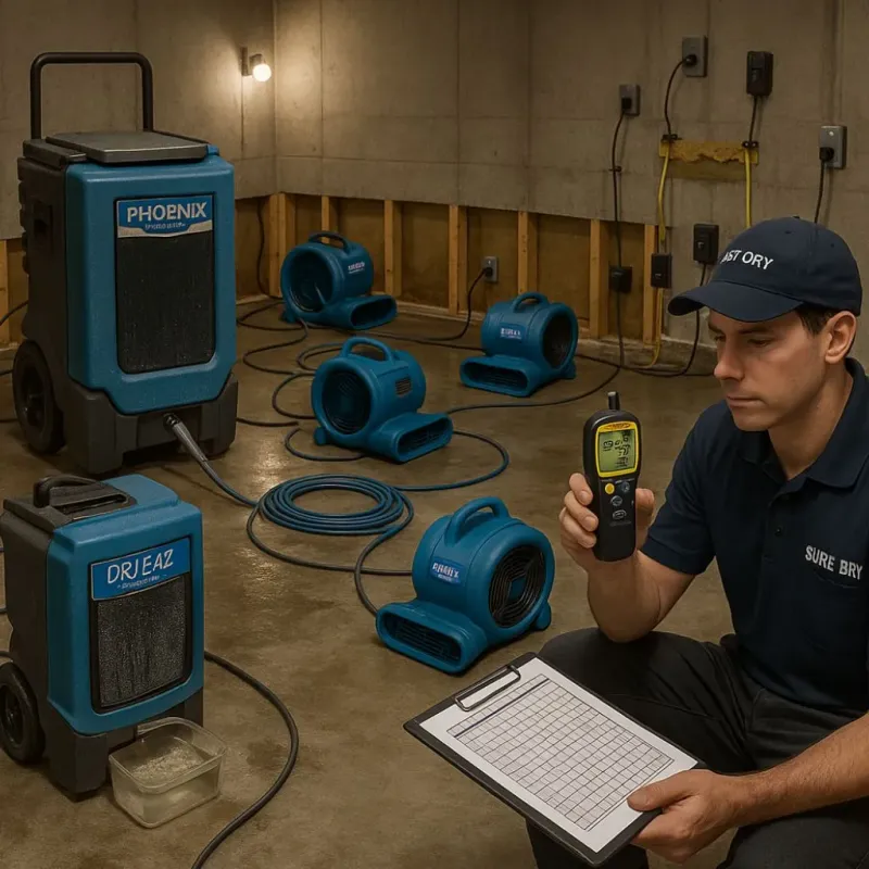 Structural Drying and Dehumidification process in Wrightsville Beach, NC